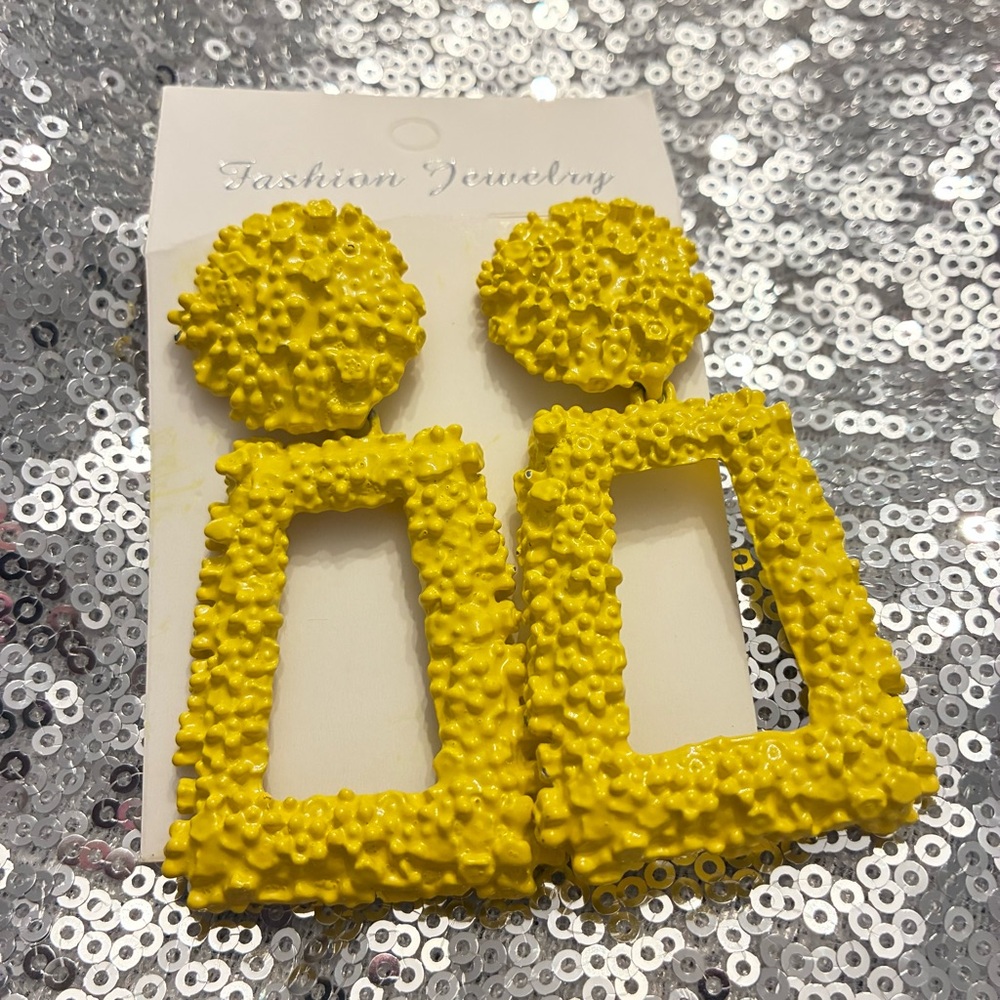 Yellow Textured Kids Earrings